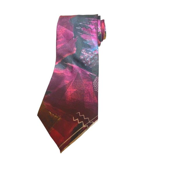 2 Pierre Cardin Silk Vibrant Luxury Ties Purple Violet Navy Abstract 58"x 4” VTG - Picture 7 of 12